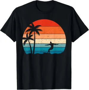 Vintage Sunset palm Surfer Retro Surfing Beach Surf T-Shirt