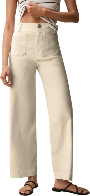 Wide Leg Jeans Women High Waisted Stretch Twill Cropped Pants with Pocket Casual Straight Leg Pants Comfy Chino Pants