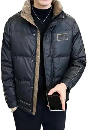 Winter Down Jacket Men's Lightweight Removable Hooded Warm Jacket Men's Casual proof Jacket Snow Jacket Solid Color