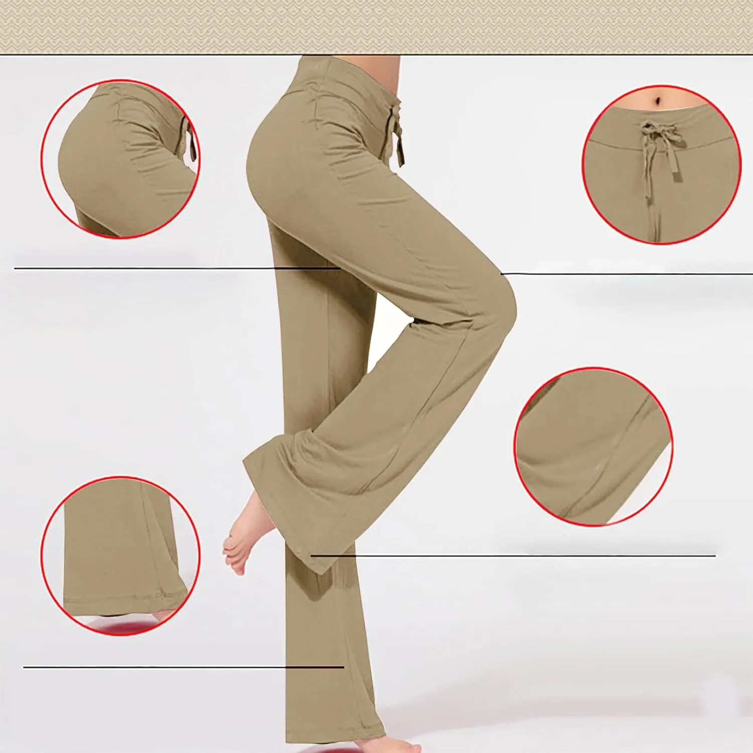 Women Flare Lounge Pants High Waist Soft Full Length Yoga Pants Solid Comfy Modal Cotton Trousers Workout Leggings
