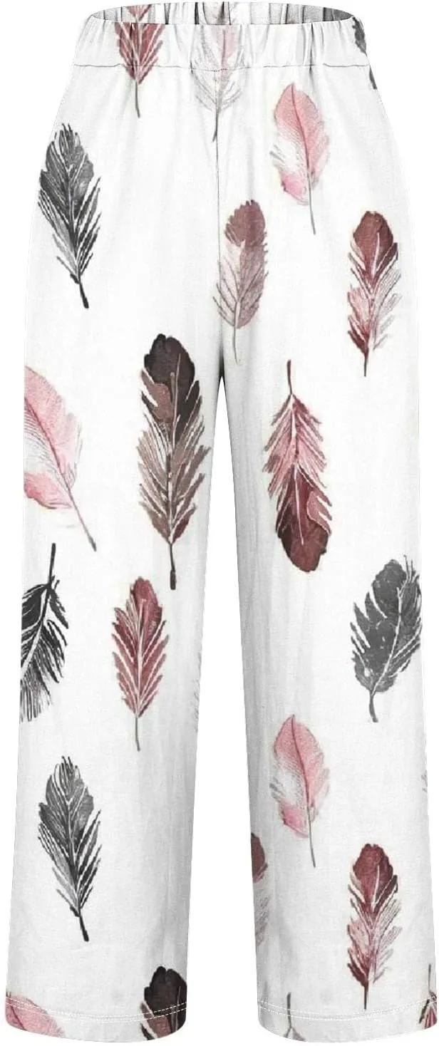 Women Linen Palazzo Pants Casual Drawstring Pants 2025 Beach Travel Vacation Clothes Lightweight Summer Women