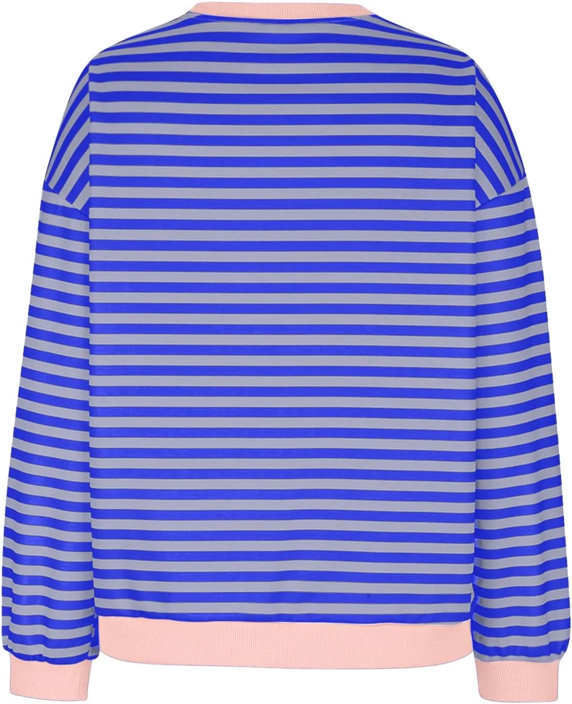 Women Striped Crew Neck Sweatshirts Oversized Pullover Shirt Tops Lightweight Preppy Hoodies Trendy Fall Clothes 2024