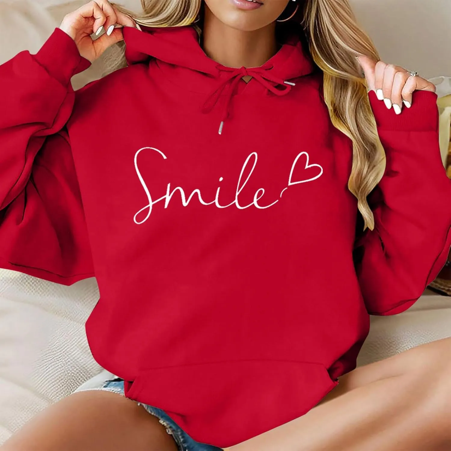 Women's 2024 Oversized Sweatshirt Long Sleeve Colorblocked Pullover Hooded Tops Casual Loose Sweatshirt