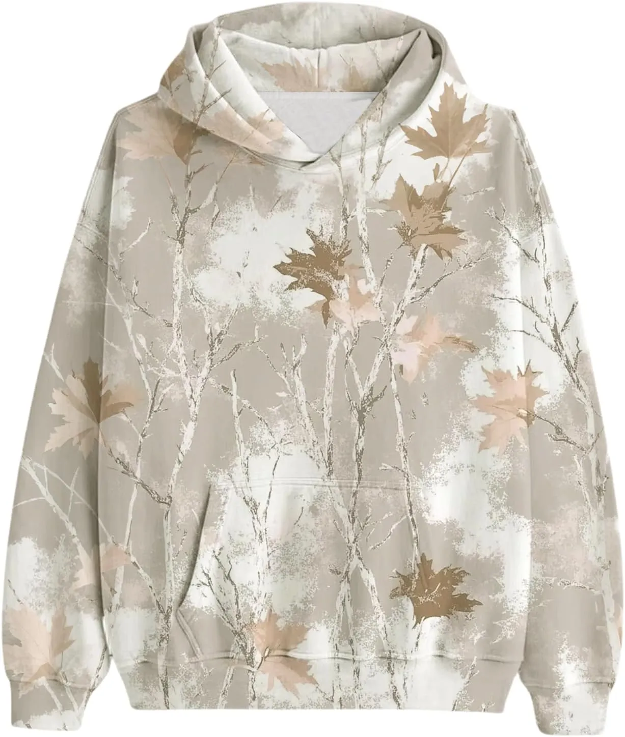 Womens Camo Hoodie Maple Leaf Print Hoodie Cute Oversized Graphic Hoodies Fleece Pullover Sweatshirt Fall Clothes
