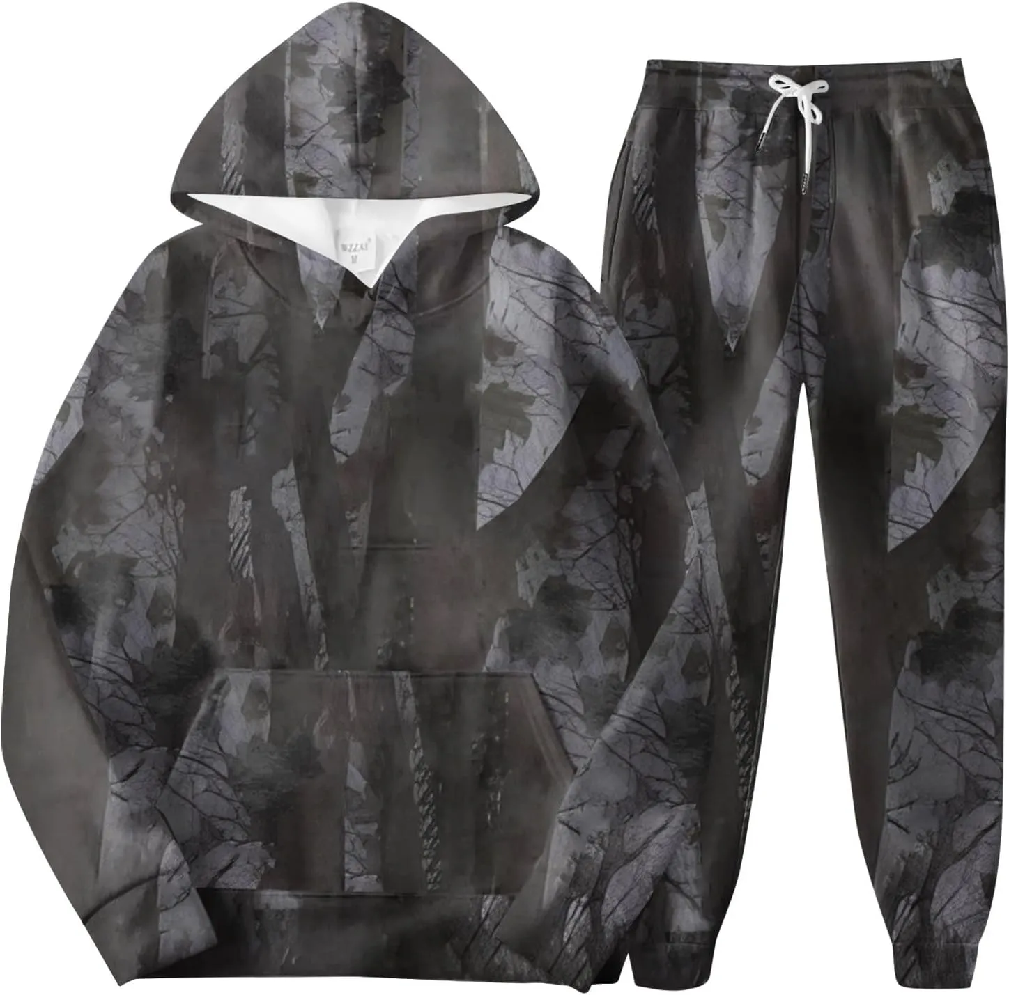 Women's Camo Sweatsuit Set - 2 Piece: Oversized Maple Leaf Print Hoodie & Sweatpants