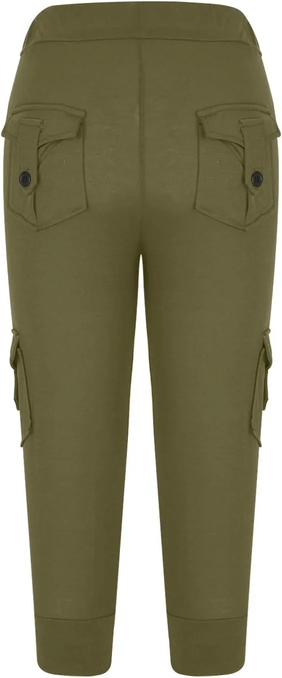 Womens Cargo Capri Pants with Pockets Lightweight Joggers Yoga Hiking Pants Workout Sweatpants Summer Casual Trousers