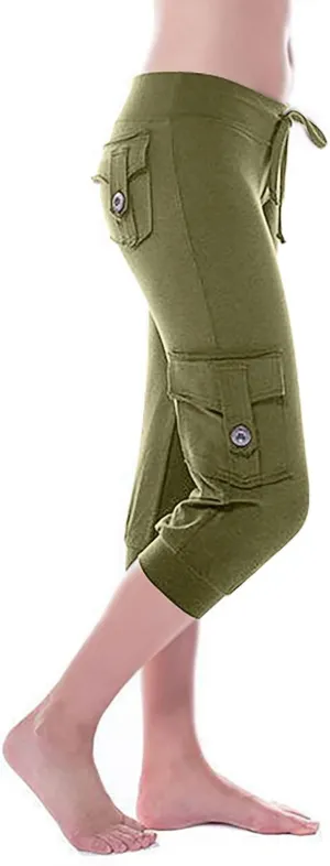 Womens Cargo Capri Pants with Pockets Lightweight Joggers Yoga Hiking Pants Workout Sweatpants Summer Casual Trousers