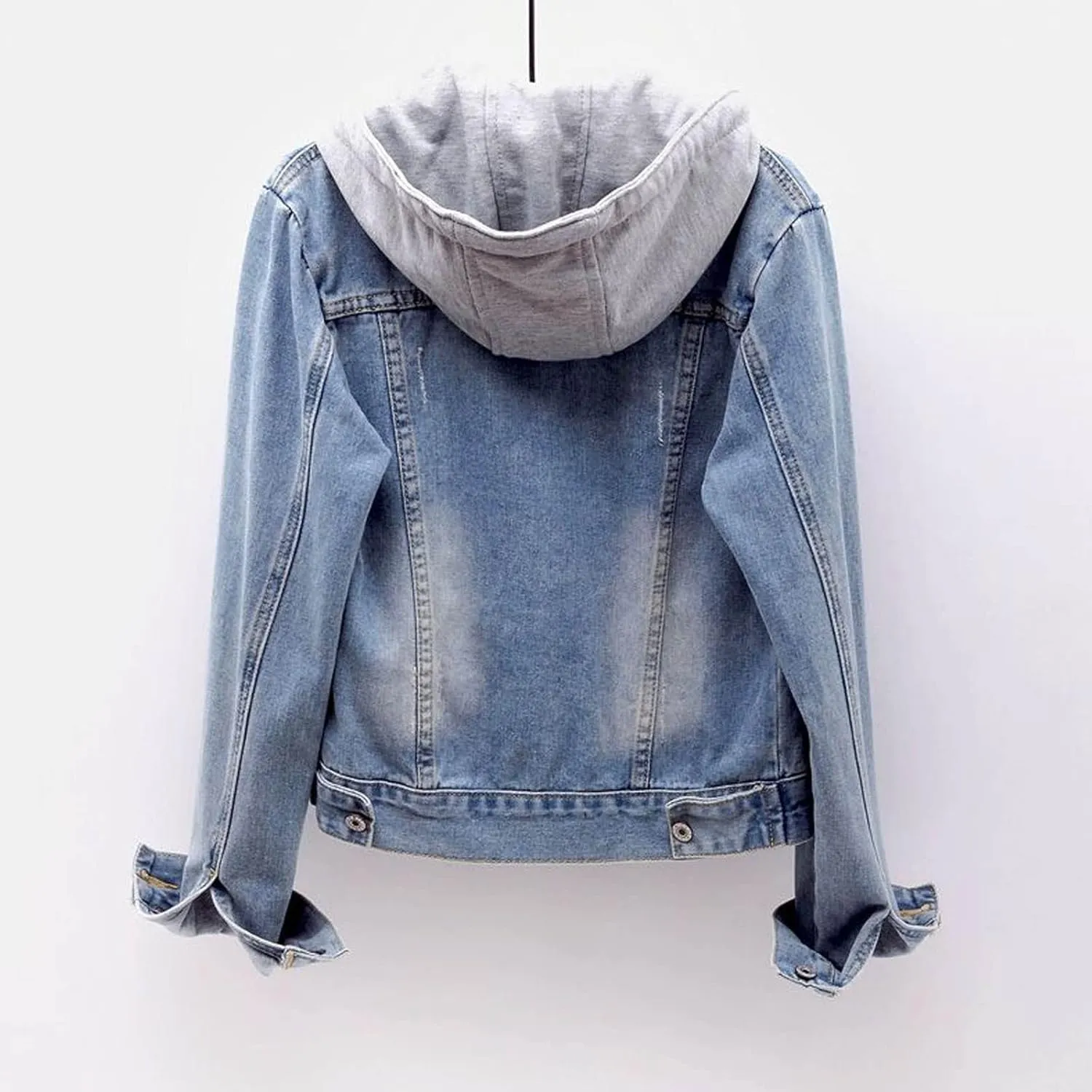Womens Denim Jacket Sherpa Fleece Lined Jean Jacket Coats With Hood Oversized Fashion Hoodie Trucker Jacket Coat