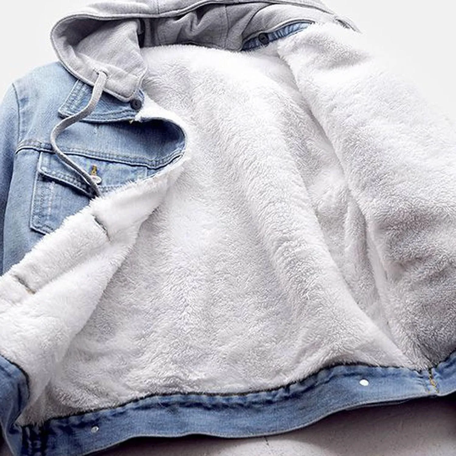 Womens Denim Jacket Sherpa Fleece Lined Jean Jacket Coats With Hood Oversized Fashion Hoodie Trucker Jacket Coat