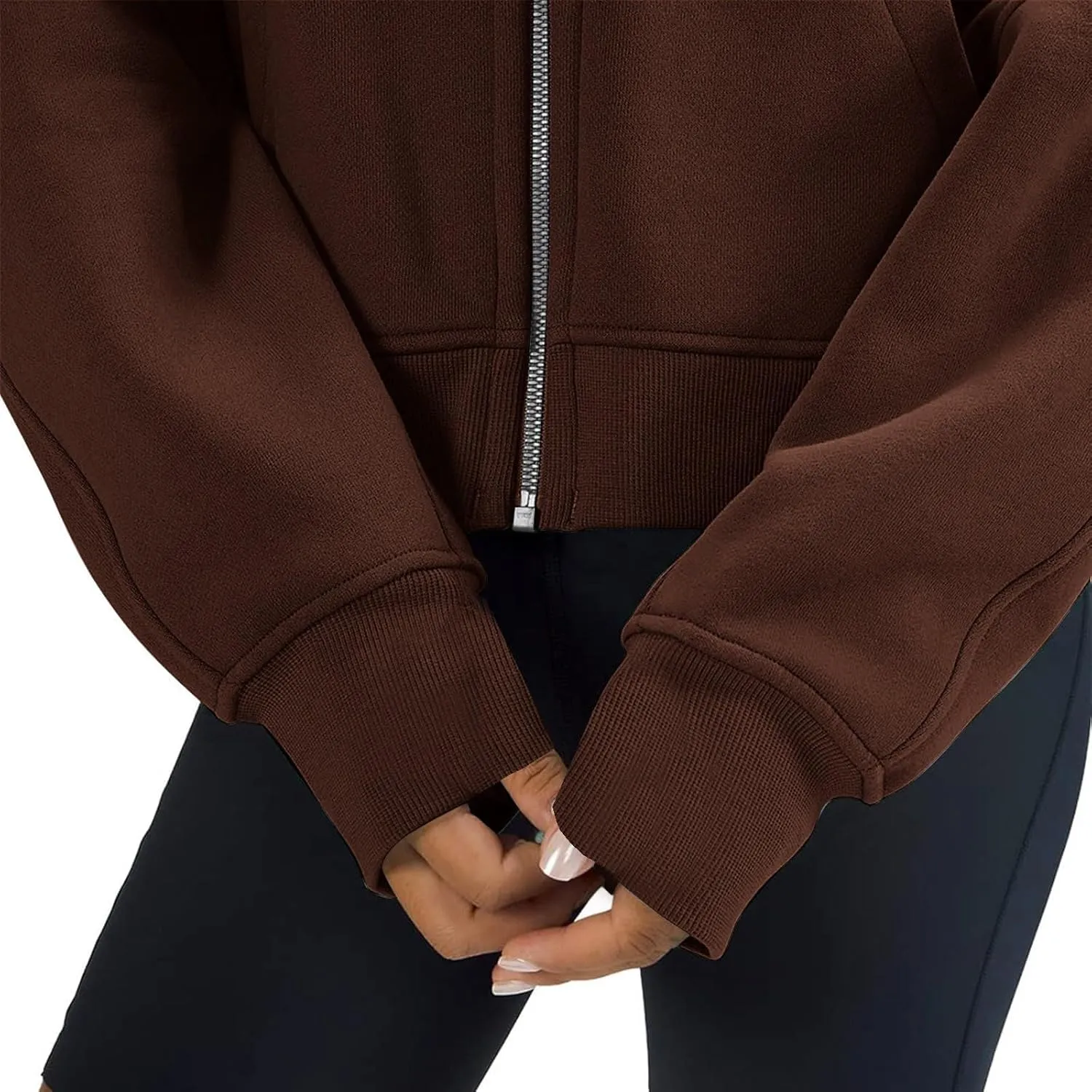Women's Fashion Hoodies & Sweatshirts Casual Long Sleeve y2k Clothes Full Zip Up Cropped Hoodie Jacket With Pockets