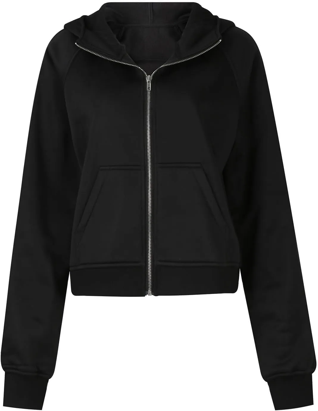 Women's Fashion Hoodies & Sweatshirts Casual Long Sleeve y2k Clothes Full Zip Up Cropped Hoodie Jacket With Pockets