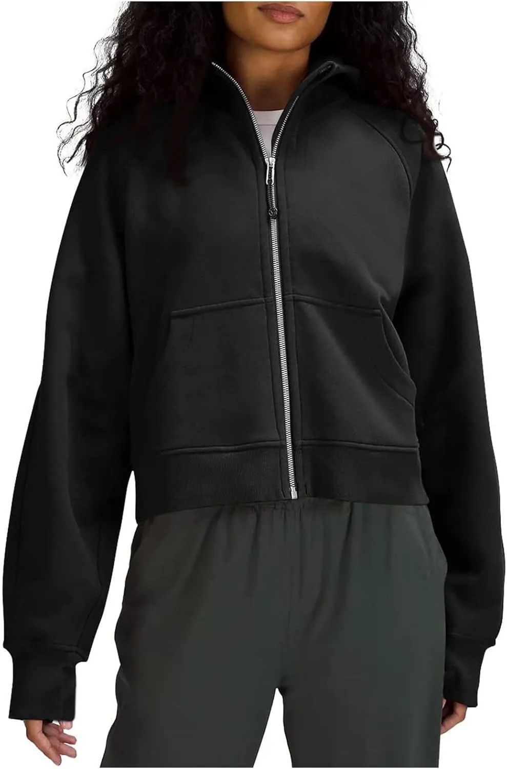 Women's Fashion Hoodies & Sweatshirts Casual Long Sleeve y2k Clothes Full Zip Up Cropped Hoodie Jacket With Pockets