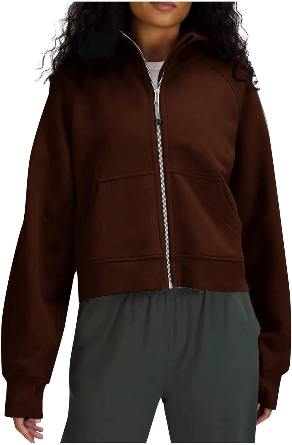 Women's Fashion Hoodies & Sweatshirts Casual Long Sleeve y2k Clothes Full Zip Up Cropped Hoodie Jacket With Pockets