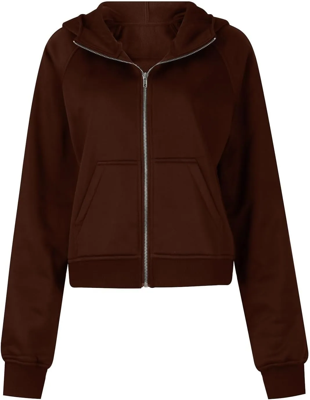 Women's Fashion Hoodies & Sweatshirts Casual Long Sleeve y2k Clothes Full Zip Up Cropped Hoodie Jacket With Pockets