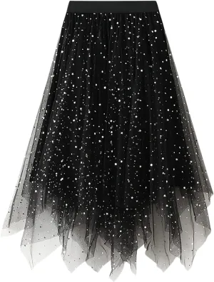 Women's Fashion Skirt Women's A Line Casual Skirt Elastic Waistband High Waist Pleated Cheer Midi Skirts
