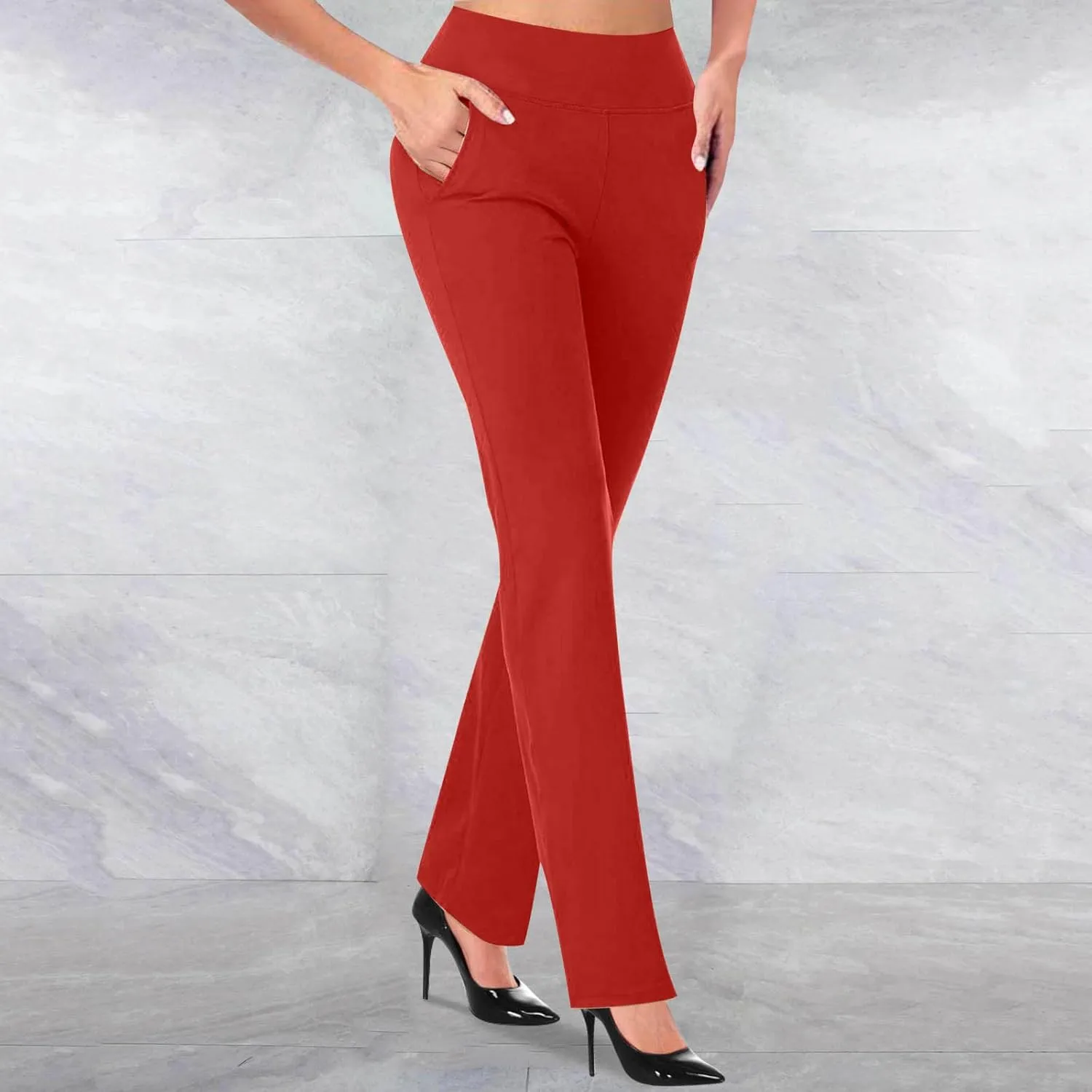 Womens High Waist Slim Fit Dress Pant 2024 Solid Wide-Leg Flare Trousers Fashion Dressy Loose Formal Work Pant
