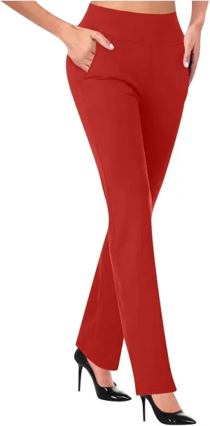 Womens High Waist Slim Fit Dress Pant 2024 Solid Wide-Leg Flare Trousers Fashion Dressy Loose Formal Work Pant