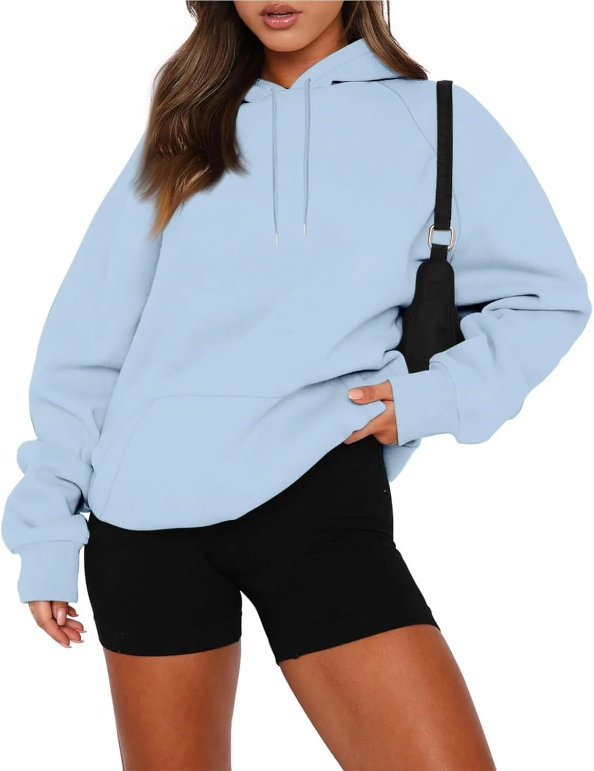 Women'S Hoodie 2024 Solid Color Fashionable Loose Fall and Winter Style with Velvet Long Sleeved Hoodie