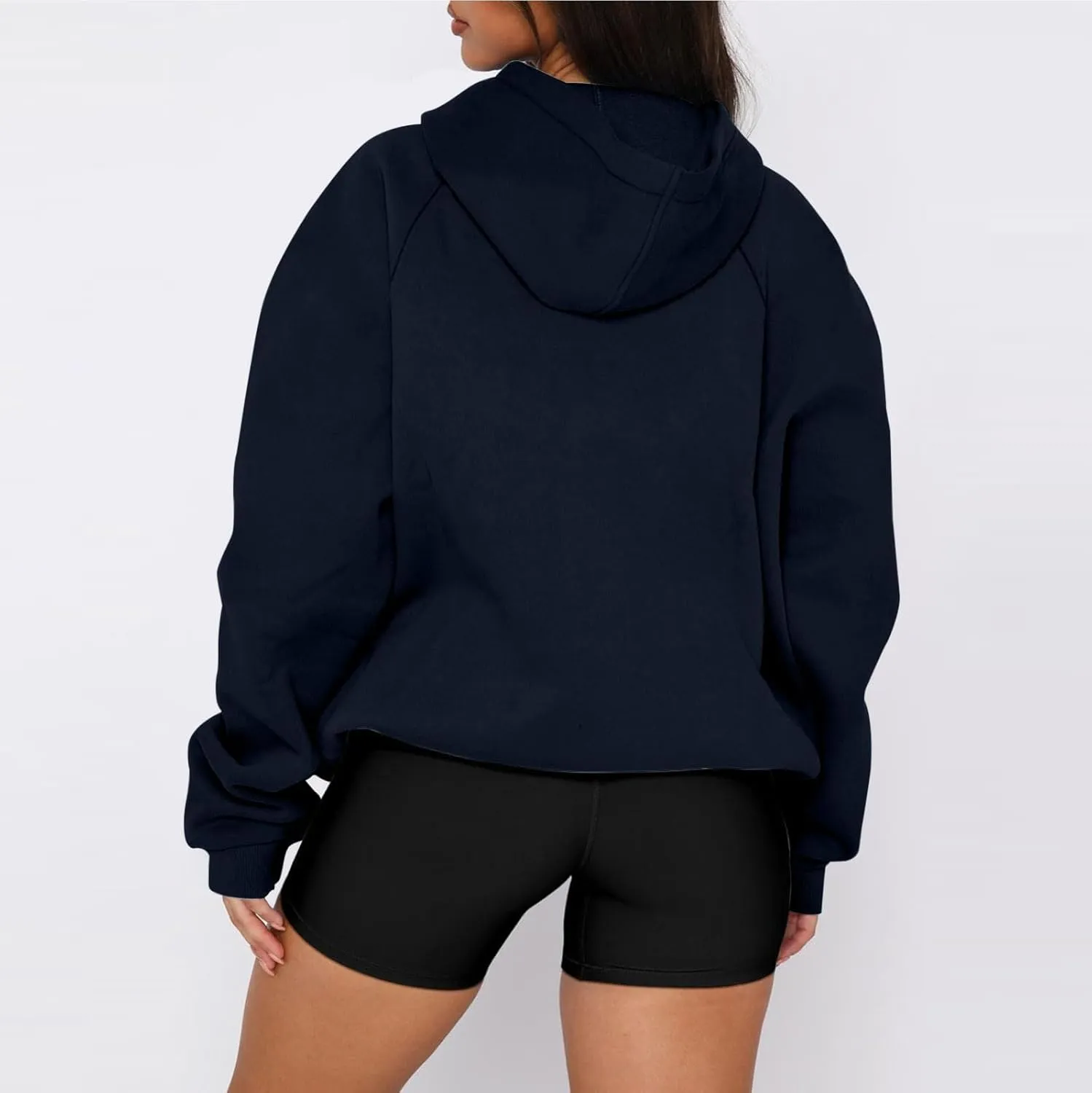 Women'S Hoodie 2024 Solid Color Fashionable Loose Fall and Winter Style with Velvet Long Sleeved Hoodie