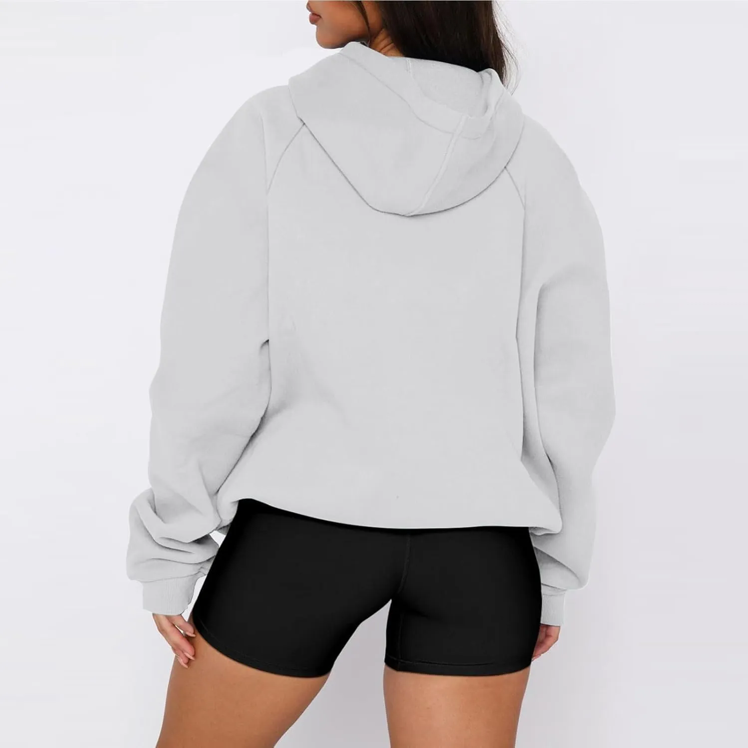 Women'S Hoodie 2024 Solid Color Fashionable Loose Fall and Winter Style with Velvet Long Sleeved Hoodie