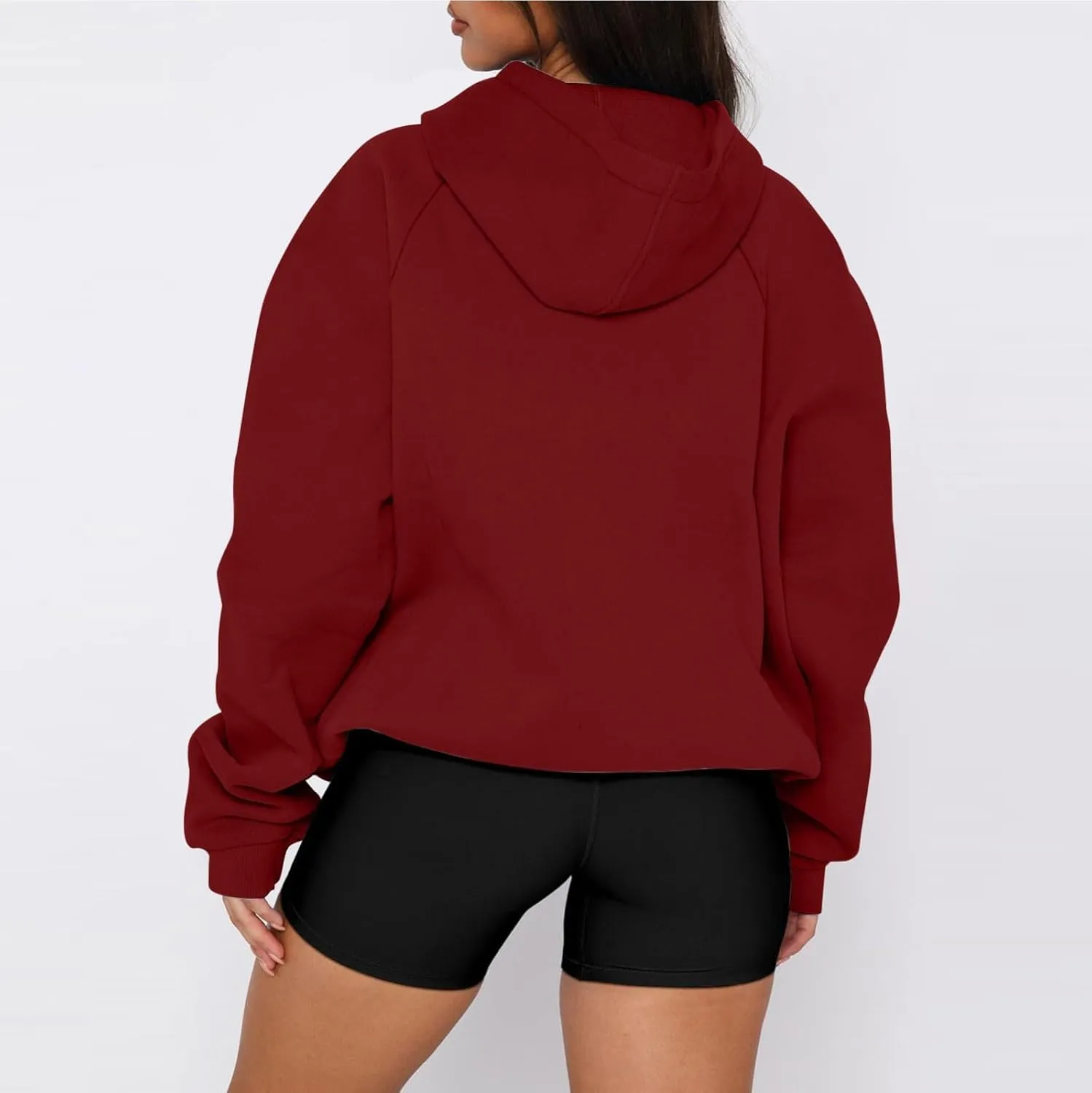 Women'S Hoodie 2024 Solid Color Fashionable Loose Fall and Winter Style with Velvet Long Sleeved Hoodie