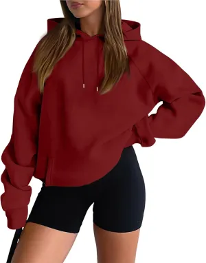Women'S Hoodie 2024 Solid Color Fashionable Loose Fall and Winter Style with Velvet Long Sleeved Hoodie