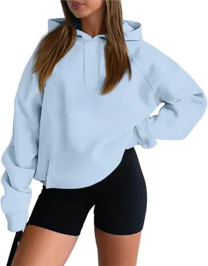 Women'S Hoodie 2024 Solid Color Fashionable Loose Fall and Winter Style with Velvet Long Sleeved Hoodie