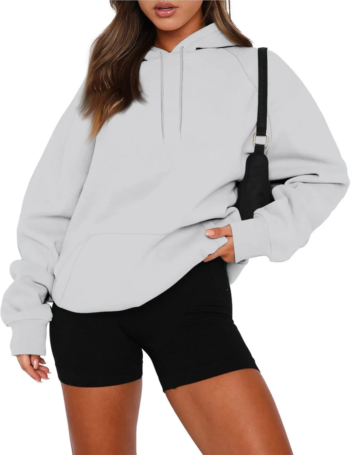 Women'S Hoodie 2024 Solid Color Fashionable Loose Fall and Winter Style with Velvet Long Sleeved Hoodie