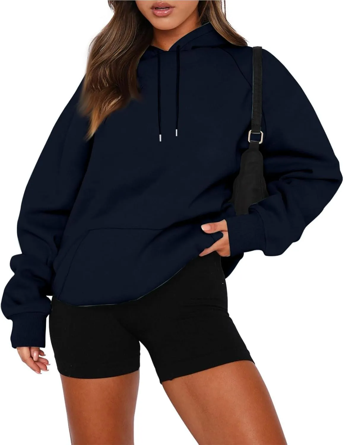 Women'S Hoodie 2024 Solid Color Fashionable Loose Fall and Winter Style with Velvet Long Sleeved Hoodie