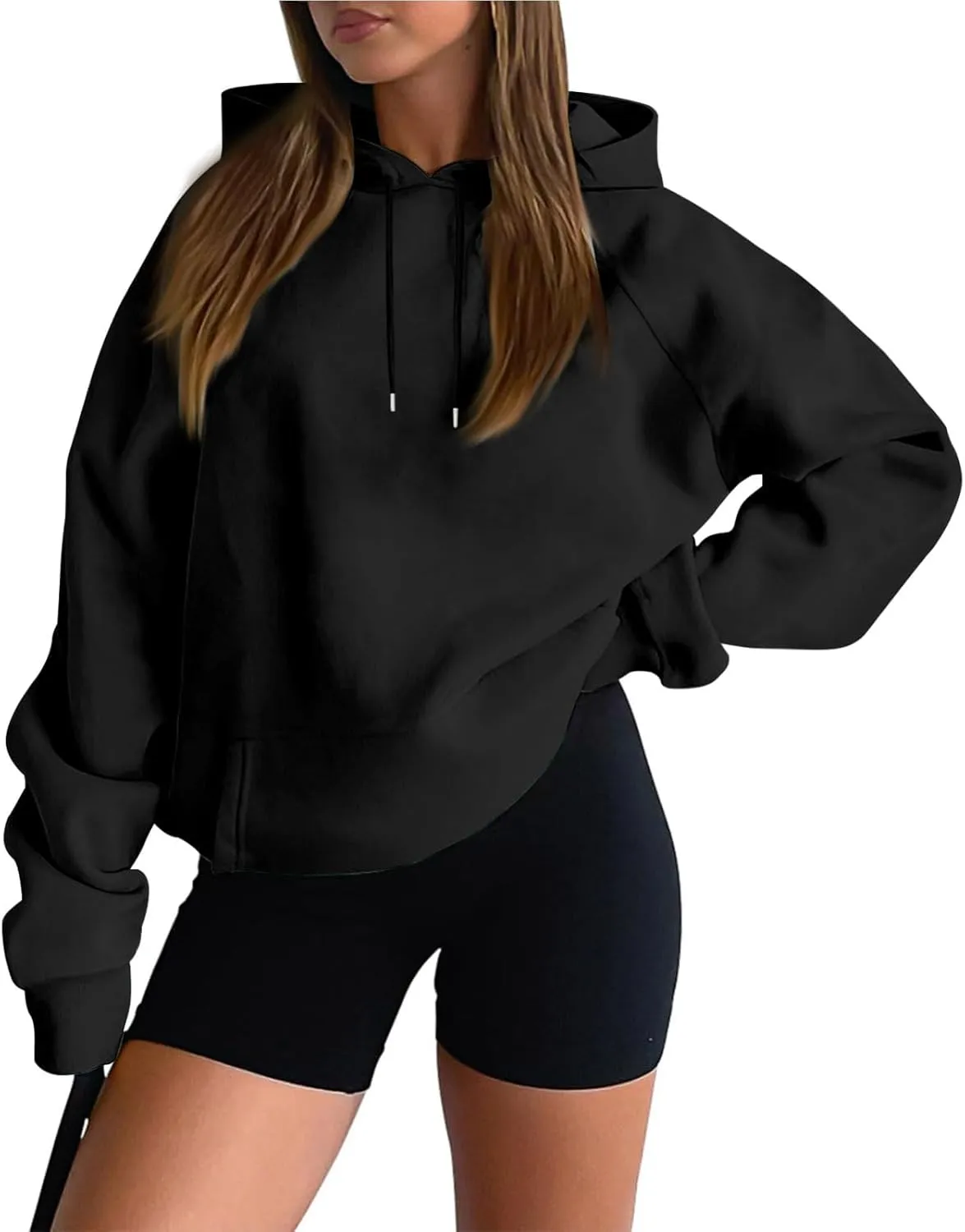 Women'S Hoodie 2024 Solid Color Fashionable Loose Fall and Winter Style with Velvet Long Sleeved Hoodie