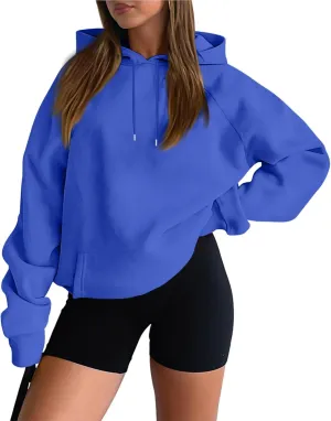 Women'S Hoodie 2024 Solid Color Fashionable Loose Fall and Winter Style with Velvet Long Sleeved Hoodie
