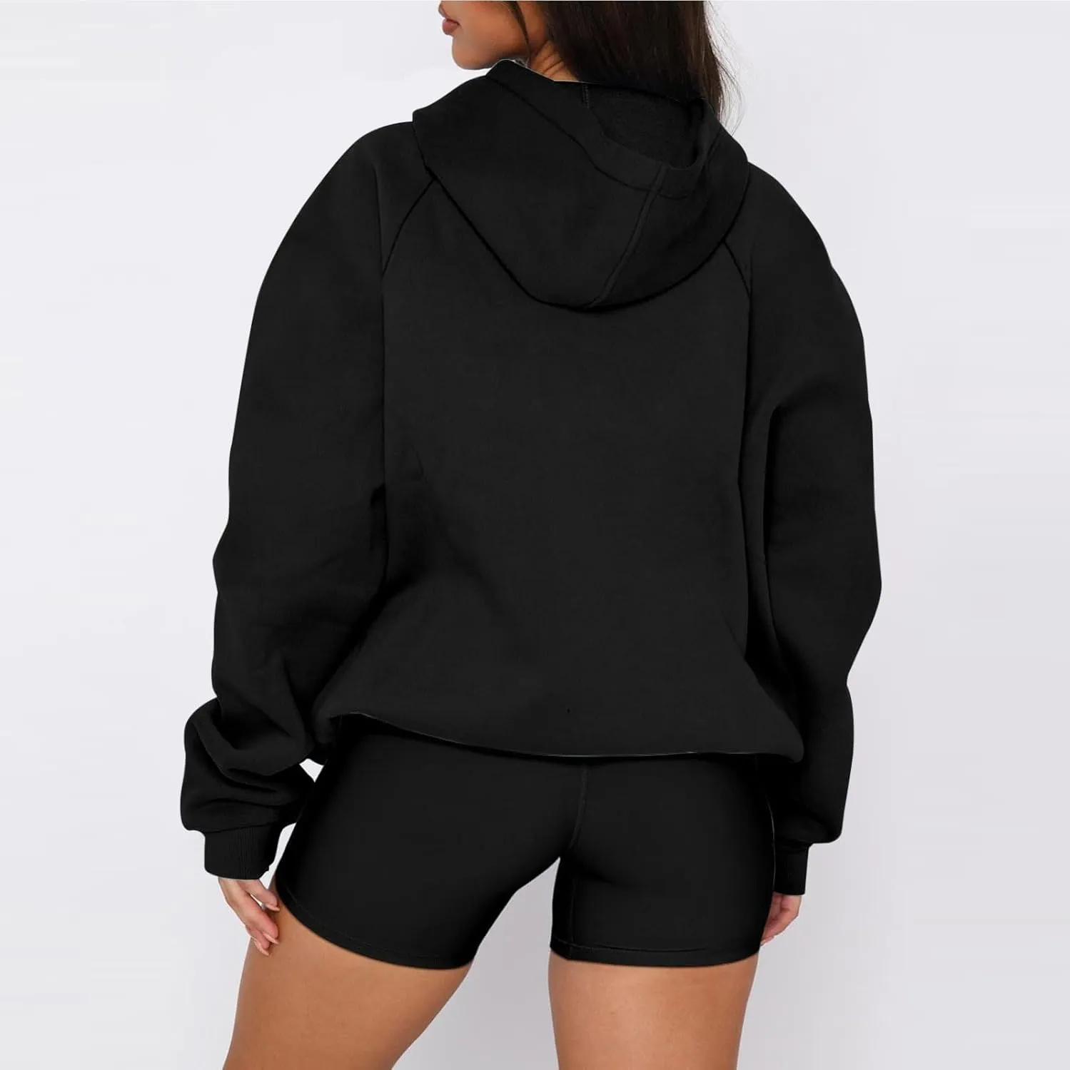 Women'S Hoodie 2024 Solid Color Fashionable Loose Fall and Winter Style with Velvet Long Sleeved Hoodie