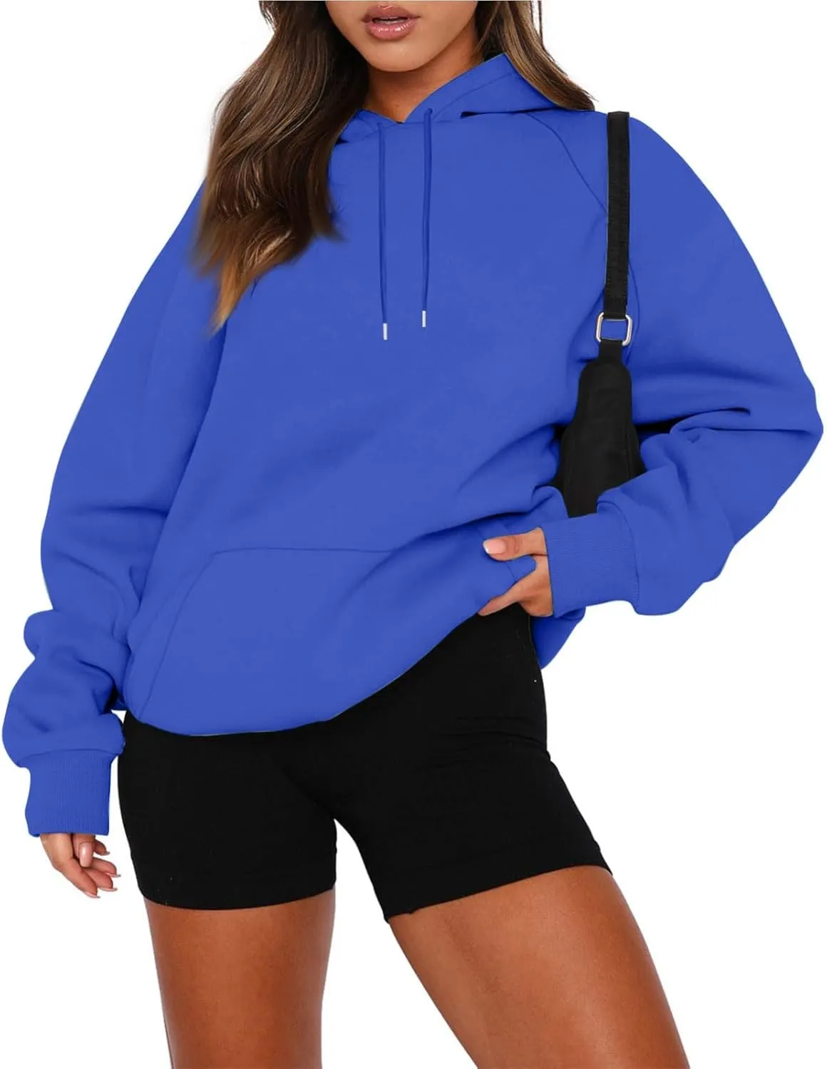 Women'S Hoodie 2024 Solid Color Fashionable Loose Fall and Winter Style with Velvet Long Sleeved Hoodie