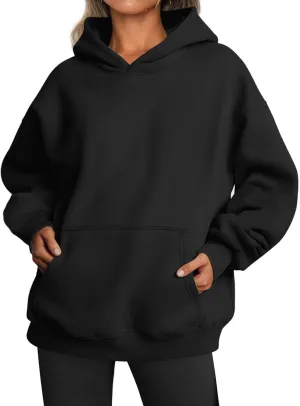 Womens Hoodies Oversized Sweatshirts Casual Fleece Hooded Pullover Sweaters Long Sleeve Fall Winter Y2K Outfits Tops