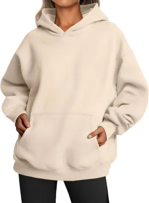 Womens Hoodies Oversized Sweatshirts Casual Fleece Hooded Pullover Sweaters Long Sleeve Fall Winter Y2K Outfits Tops