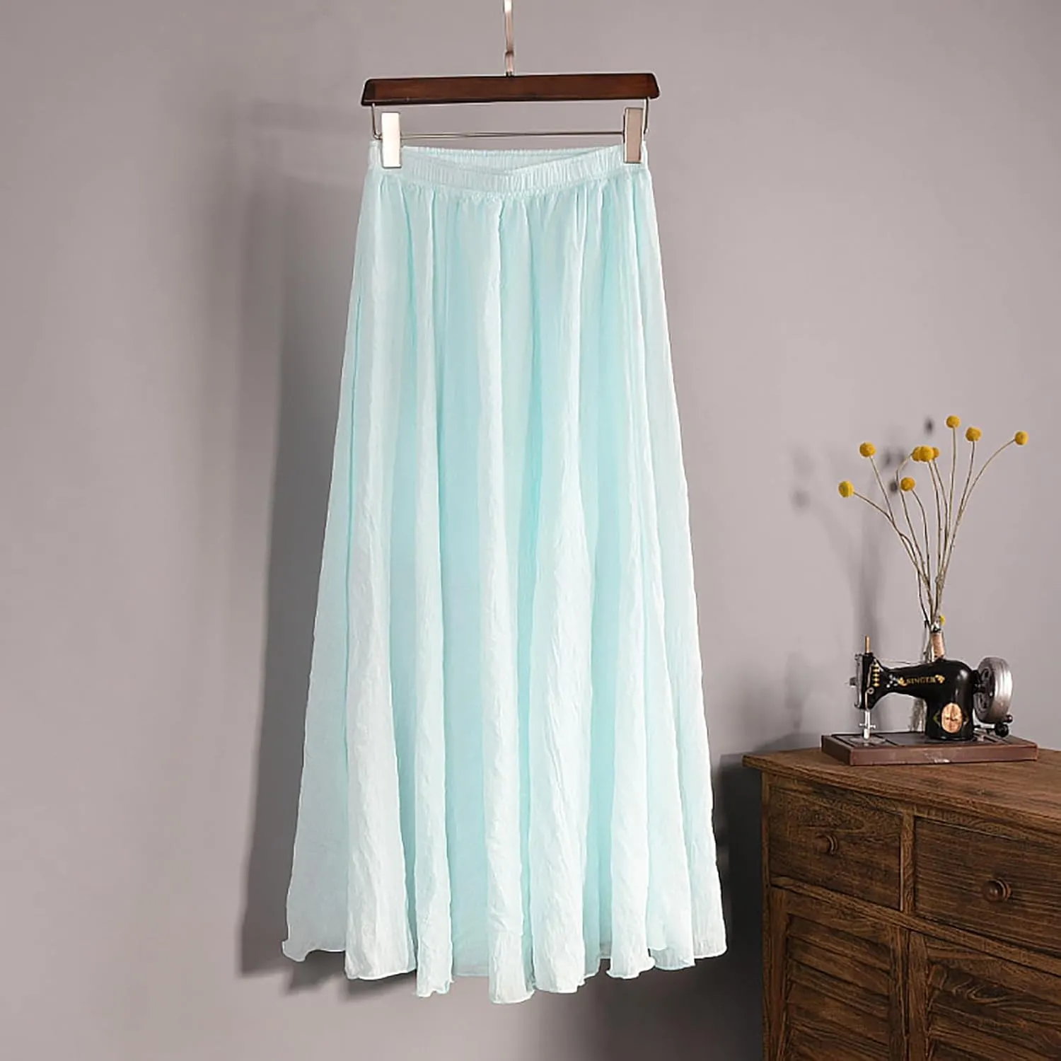 Women's Lightweight Skirts High Waisted Comfort A Line Skirt Stretch Summer Skirt Casual Cozy Pure Boho Skirts