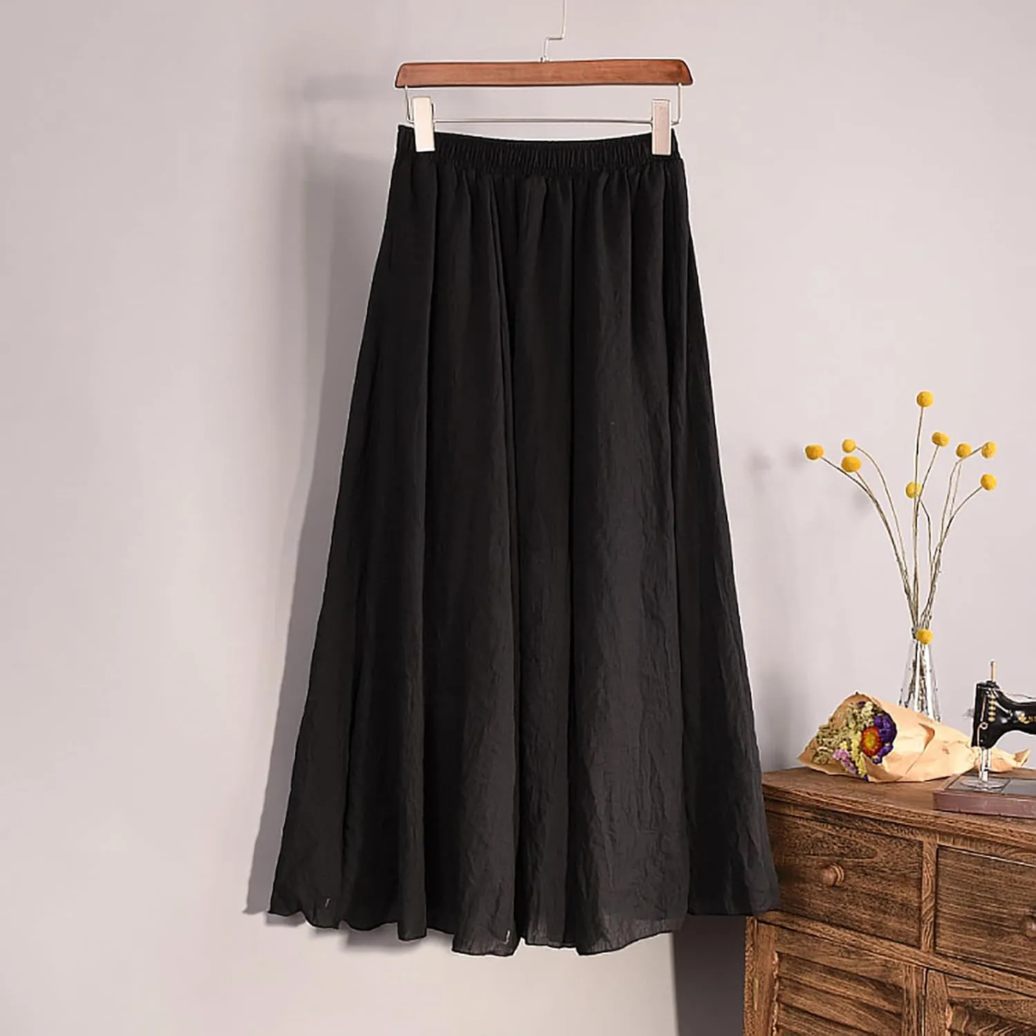 Women's Lightweight Skirts High Waisted Comfort A Line Skirt Stretch Summer Skirt Casual Cozy Pure Boho Skirts