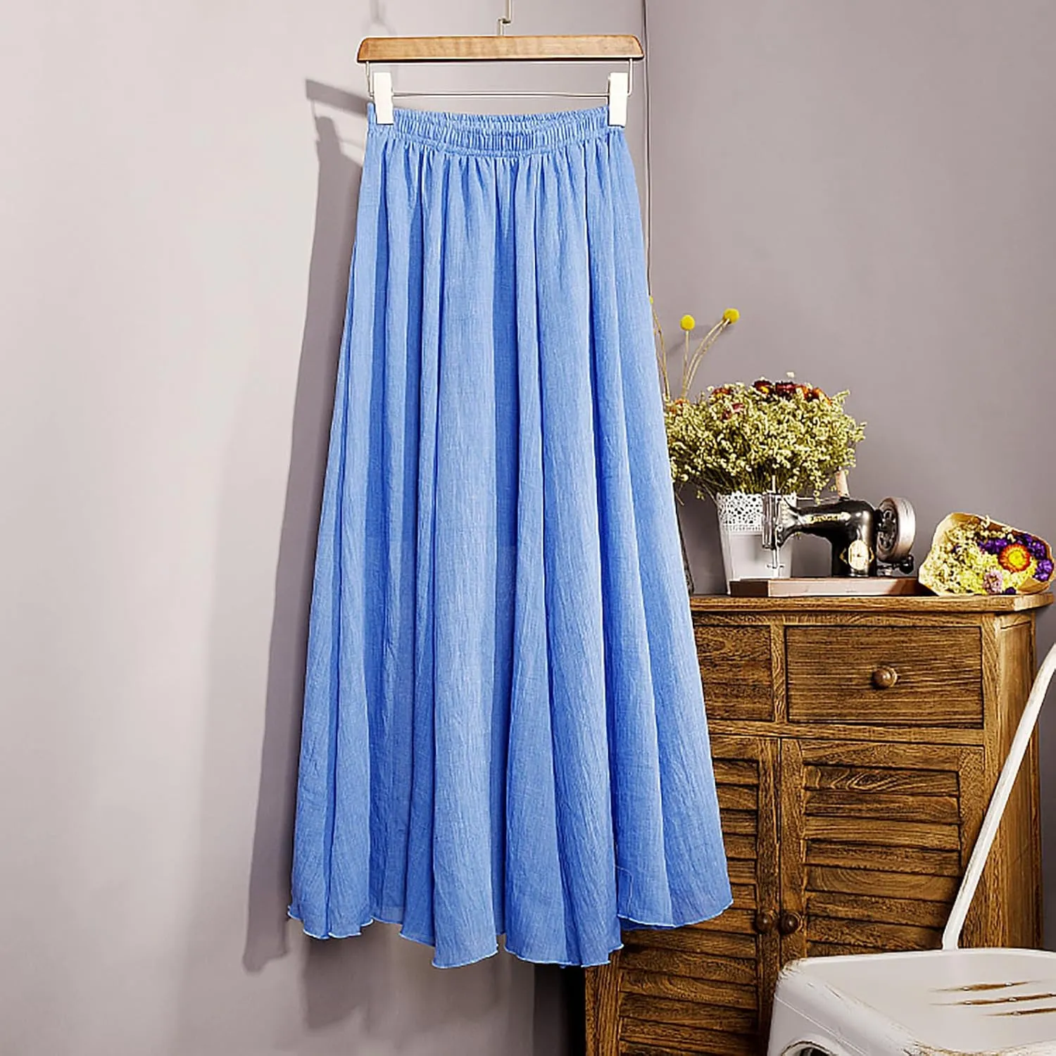 Women's Lightweight Skirts High Waisted Comfort A Line Skirt Stretch Summer Skirt Casual Cozy Pure Boho Skirts