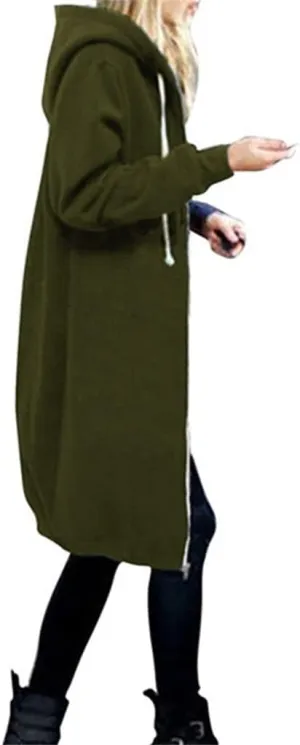 Womens Oversize Zip Up Hoodie Long Hooded Jackets Fashion Sweatshirts Casual Fleece Pullover Cute Hoodies with Pocket