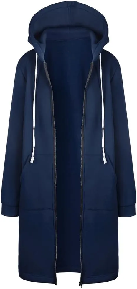 Womens Oversize Zip Up Hoodie Long Hooded Jackets Fashion Sweatshirts Casual Fleece Pullover Cute Hoodies with Pocket