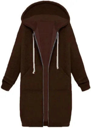 Womens Oversize Zip Up Hoodie Long Hooded Jackets Fashion Sweatshirts Casual Fleece Pullover Cute Hoodies with Pocket