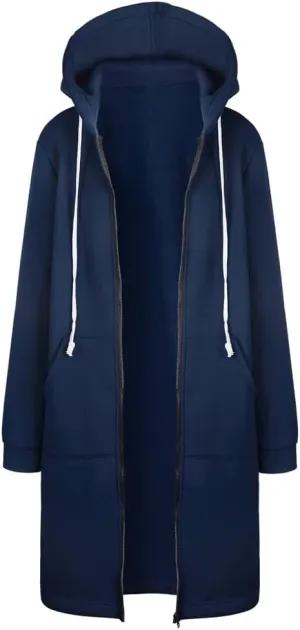 Womens Oversize Zip Up Hoodie Long Hooded Jackets Fashion Sweatshirts Casual Fleece Pullover Cute Hoodies with Pocket