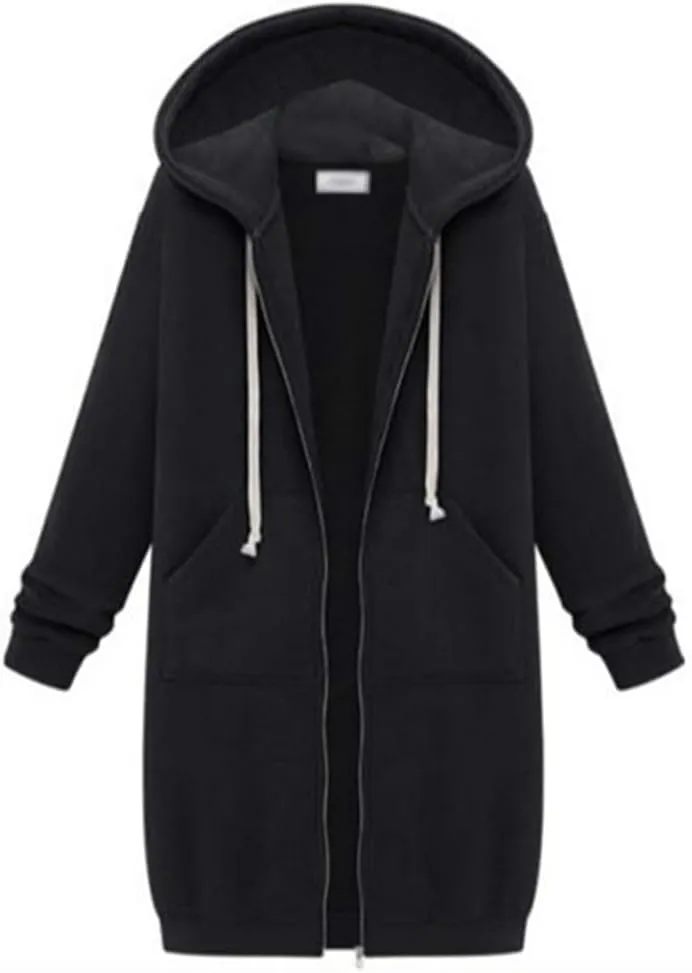 Womens Oversize Zip Up Hoodie Long Hooded Jackets Fashion Sweatshirts Casual Fleece Pullover Cute Hoodies with Pocket