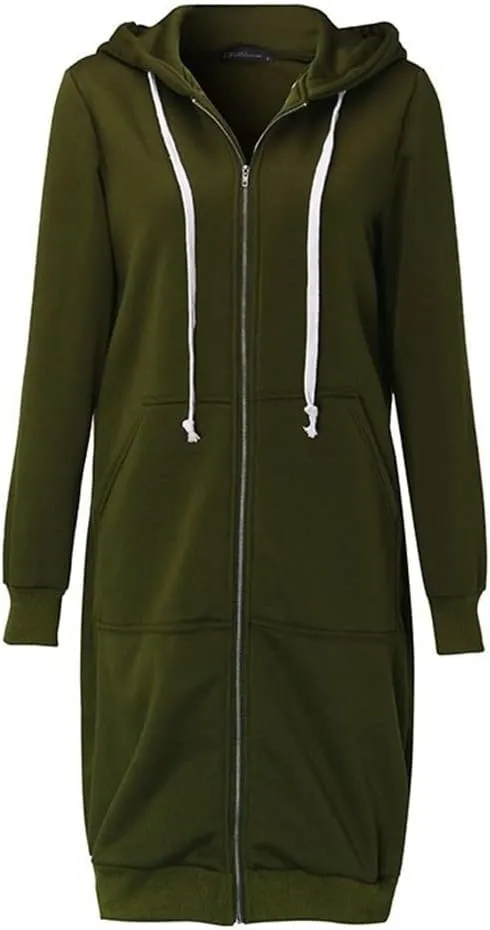 Womens Oversize Zip Up Hoodie Long Hooded Jackets Fashion Sweatshirts Casual Fleece Pullover Cute Hoodies with Pocket