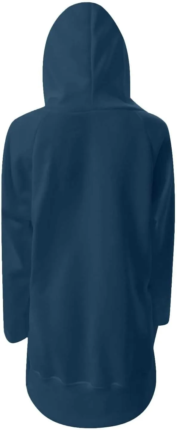 Women's Oversized Hoodie Dress Casual Pullover Long Sleeve Split Hem Sweatshirts Drawstring Hoodies Dress With Pocket