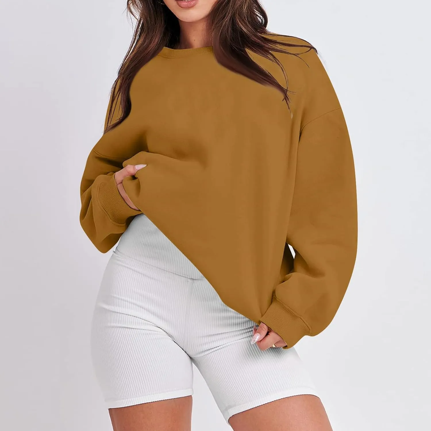 Womens Oversized Sweatshirts Crew Neck Pullover Sweaters Casual Comfy Fall Outfits Clothes 2024