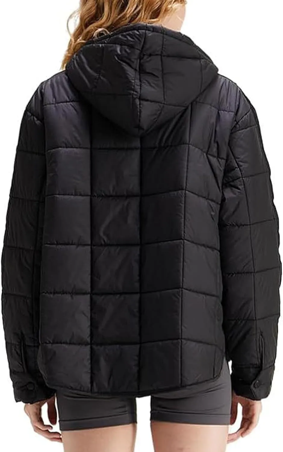 Womens Quilted Pullover Puffer Jacket Oversized Lightweight Hoodies Packable Winter Padded Coat Tops