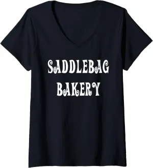 Womens Saddlebag Bakery Old West V-Neck T-Shirt