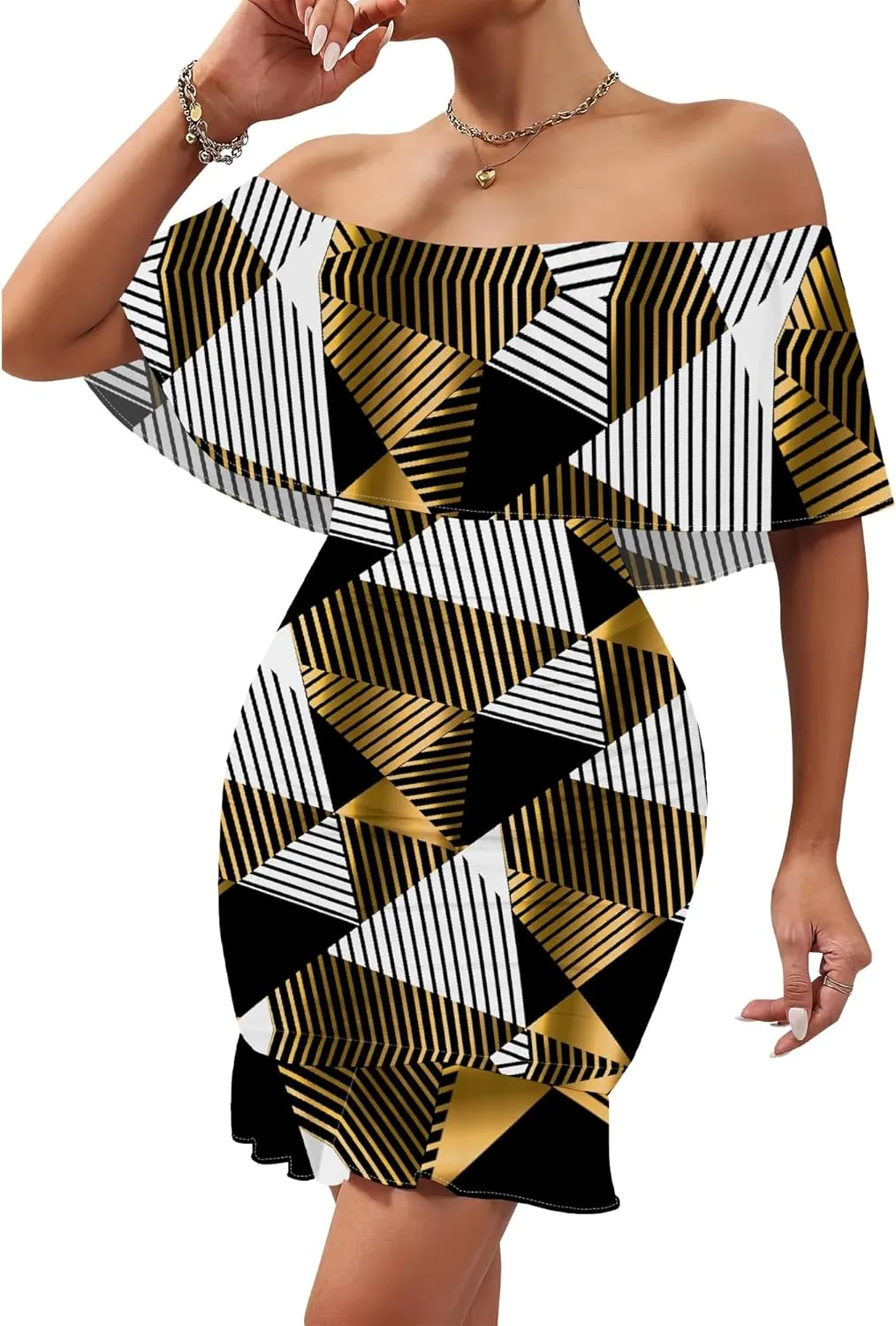 Women's Sexy Off The Shoulder Bodycon Mini Dresses Summer Casual Trendy Slim Ruched Ruffle Hem Cocktail Party Club Dresses
