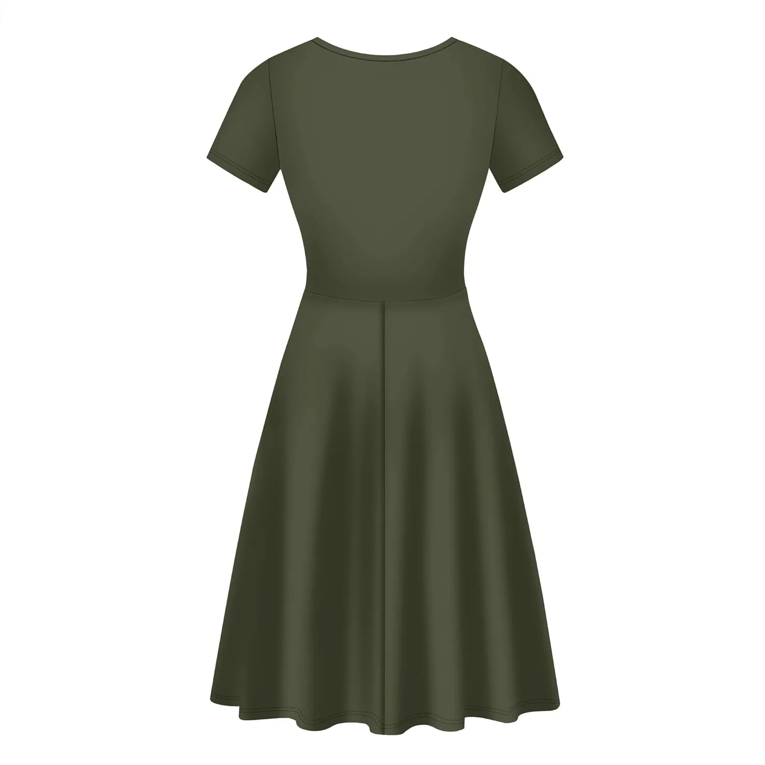 Women's Short Summer Dress Round Neck Short Sleeves Ruffle Hem Party T-Shirt Dress Casual Flowy A-Line Mini Dress